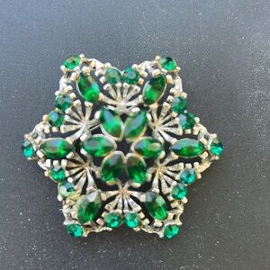 Sarah Coventry Elegant Green Gemstone Brooch.